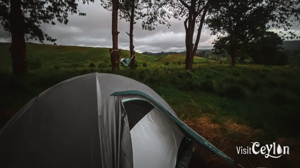 Camping at a tent campsite on Haritha Kanda, a popular hiking and camping destination