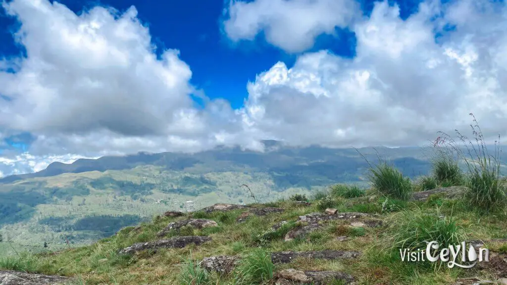 A scenic view from the Bopaththalawa mountain campsite, overlooking the surrounding landscape