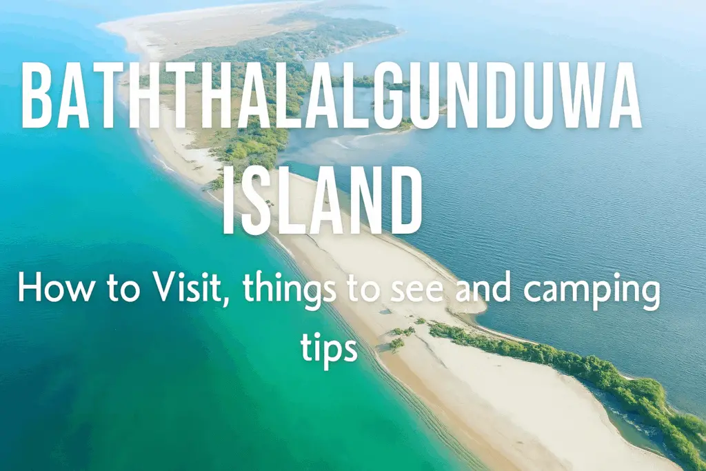 Featured view of Baththalangunduwa Island with sandy beach, blue ocean, and peaceful island scenery.