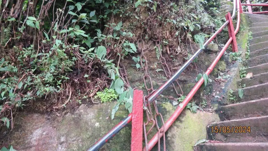 Ancient iron chains fixed along the Sri Pada mountain trail for pilgrims.