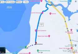 Navigating from Bonavista Bus halt map image from google map Map depicting the route from Bonavista Bus Halt to Jungle Beach, showcasing directions and landmarks.
