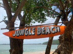 Beach name on a board in Sri Lanka. Photo by
LPOBCN72 Beach name on a rustic signboard in Sri Lanka.