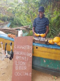 Small establishment for drinks and snorkeling equipment rental at Jungle Beach, Sri Lanka. Photo by whoopding, Small drink stand and snorkeling equipment rental at Jungle Beach in Sri Lanka.