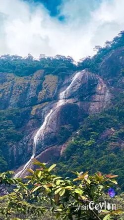 Sri Pada beautiful waterfalls – Photo by Sameera Marapperuma Beautiful waterfalls near Sri Pada surrounded by lush forest and rocks.