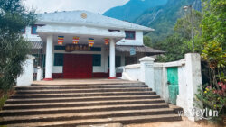 Japanese Peace Pagoda near Sri Pada – Photo by Sameera Marapperuma Japanese Peace Pagoda located near Sri Pada mountain, surrounded by forest.