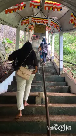 Stairs leading up to Batathota Lena (Batathota Cave), Kuruwita
📷 Photo Credit: Sameera Marapperuma | Visit Ceylon Stairway leading all the way up to Batathota Lena cave through the forest near Kuruwita, Sri Lanka.