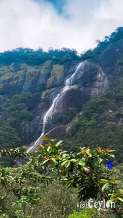 Beautiful waterfall View near the Japanese Peace Pagoda during Sri Pada hike – Photo by Sameera Marapperuma Beautiful waterfall seen while hiking near the Japanese Peace Pagoda area at Sri Pada.
